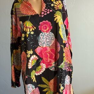 Floral Multicolor Tunic Top/Beach Cover Up Size XL
